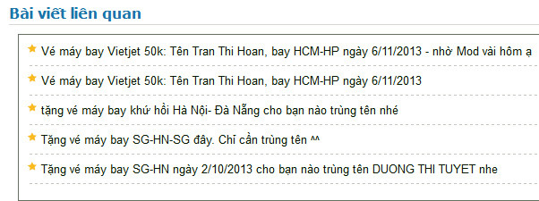 Trên một diễn đàn việc tặng vé máy ra giá rẻ miễn phí rất nhiều.