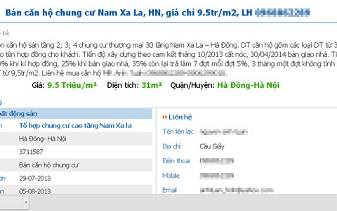 Những tầng 2,3 tại dự án Nam Xa La đang được rao bán giá từ 9,5 triệu đồng một m2 rất nhiều trên mạng. Ảnh chụp màn hình Những tầng 2,3 tại dự án Nam Xa La đang được rao bán giá từ 9,5 triệu đồng một m2 rất nhiều trên mạng. Ảnh chụp màn hình