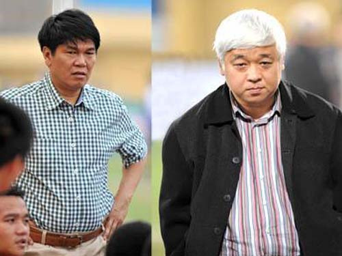 Ông Trần Đình Long (trái) và Bầu Kiên