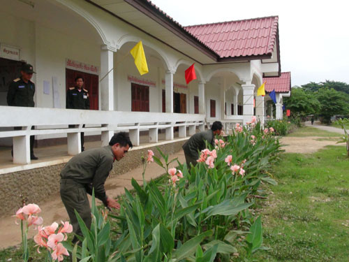 Để chuẩn bị đón chiến sĩ mới, chiến sĩ cũ của các đơn vị chăm sóc lại cảnh quan, môi trường.