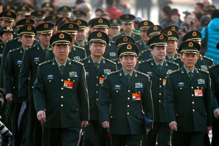 Tướng tá quân đội Trung Quốc hội họp ở Bắc Kinh hôm 5/3/2015 Tướng tá quân đội Trung Quốc hội họp ở Bắc Kinh hôm 5/3/2015