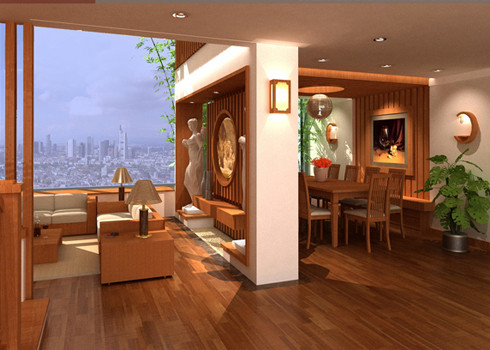 Phối cảnh nội thất một dự án căn hộ tọa lạc trên khu đất vàng cách trung tâm hành chính TP HCM vài phút đi bộ.