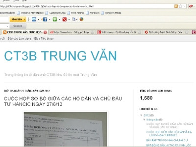 Blog ct3btrungvan.blogspot.com được cư dân lập để tố Cty Hạ Long. Blog ct3btrungvan.blogspot.com được cư dân lập để tố Cty Hạ Long.