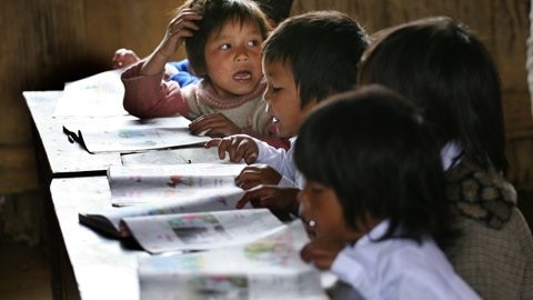 Những trò lớp 1 đang đồng thanh đánh vần rất to và rõ ràng những từ được giáo viên viết trên bảng. Những trò lớp 1 đang đồng thanh đánh vần rất to và rõ ràng những từ được giáo viên viết trên bảng.