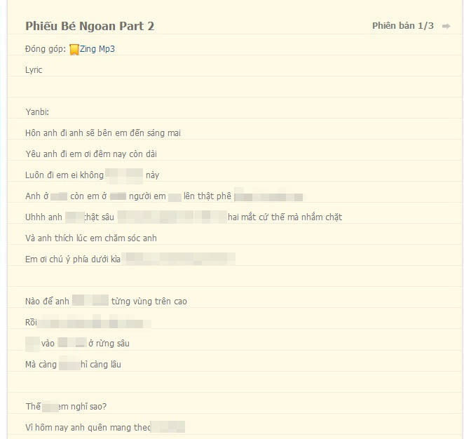 Tác phẩm thiếu văn hóa của các tác giả Mr.T và Yanbi trên trang Zing MP3. Tác phẩm thiếu văn hóa của các tác giả Mr.T và Yanbi trên trang Zing MP3.