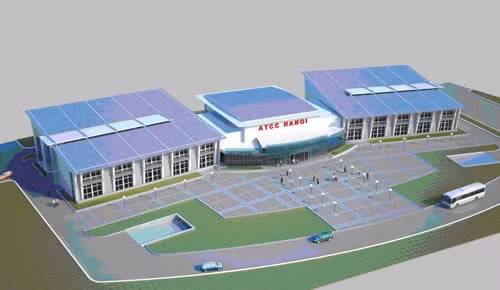 Phối cảnh Trung tâm kiểm soát không lưu Hà Nội, đặt tại phố Nguyễn Sơn, quận Long Biên, với tổng vốn đầu tư 750 tỷ đồng, dự kiến sẽ được chính thức khai thác từ tháng 1/2015.