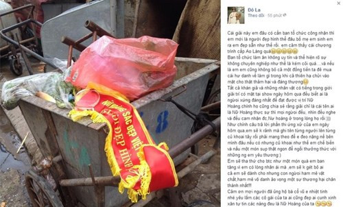 Thí sinh Nữ hoàng sắc đẹp vứt danh hiệu lên xe rác Thí sinh Nữ hoàng sắc đẹp vứt danh hiệu lên xe rác