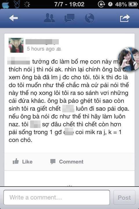 Bạn trẻ Việt "chửi" bố mẹ vì thi kém Bạn trẻ Việt "chửi" bố mẹ vì thi kém