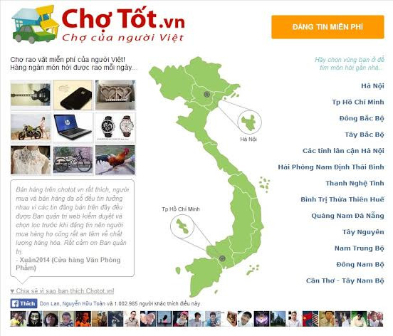 Chotot.vn hiện là website rao vặt trực tuyến hàng đầu Việt Nam. Chotot.vn hiện là website rao vặt trực tuyến hàng đầu Việt Nam.
