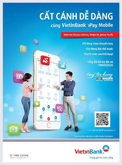 Với chức năng “Đặt vé máy bay” qua VietinBank iPay Mobile 3.0, chỉ bằng thao tác đơn giản, khách hàng có thể dễ dàng đặt và mua vé máy bay nội địa.
