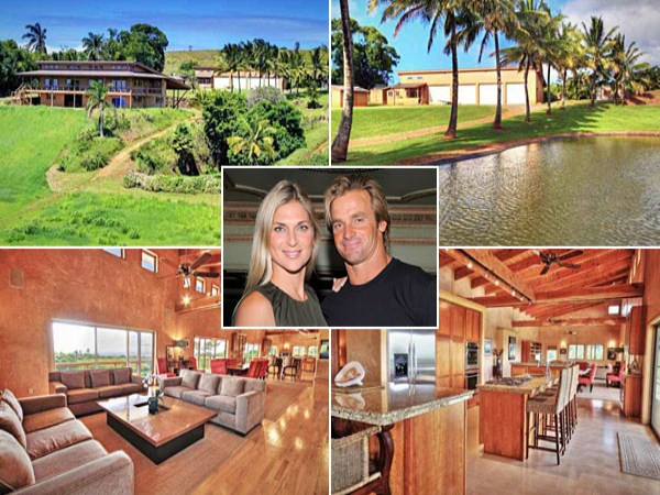 8. Gabriella Reece và Laird Hamilton Địa điểm: Haiku, Hawaii Giá bán 2,79 triệu USD Diện tích 595 m2, toàn bộ tầng 1 được dùng để tập thể dục. Căn nhà có 4 phòng ngủ, 4 phòng tắm. Bên ngoài có một ao cá nhỏ và một hồ bơi tự nhiên.