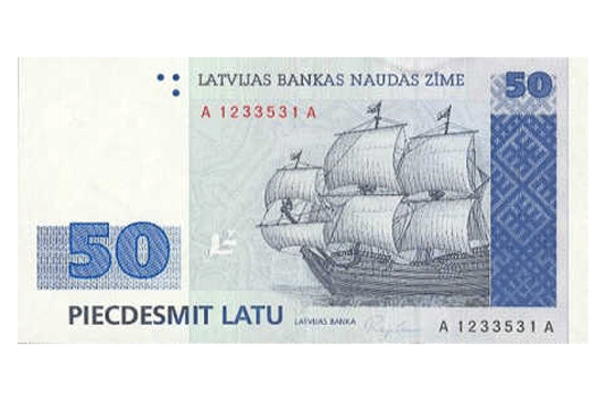 4. Đồng Lats của Latvia (LVL) Tỷ giá: 1 LVL = 1,8 USD; 1 LVL = 1,4 Euro Mệnh giá cao nhất của tiền xu: 2 LVL Mệnh giá cao nhất của tiền giấy: 500 LVL