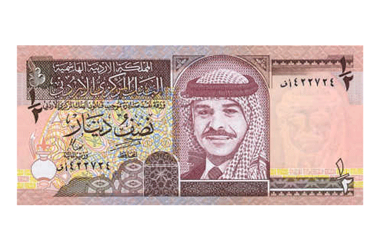 9. Đồng Dinar của Jordan (JOD) Tỷ giá: 1 JOD = 1,4 USD; 1 JOD = 1,1 Euro Mệnh giá cao nhất của tiền xu: 1 JOD Mệnh giá cao nhất của tiền giấy: 50 JOD