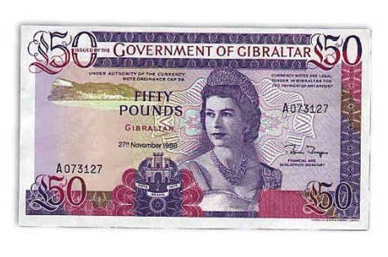 7. Đồng Bảng của Gibraltar (GIP) Tỷ giá: 1 GIP = 0,65 USD; 1 GIP = 0,82 Euro Mệnh giá cao nhất của tiền xu: 2 GIP Mệnh giá cao nhất của tiền giấy: 50 GIP