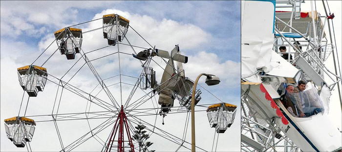 Một chiếc máy bay hạng nhẹ đâm phải một chiếc đu quay của trẻ em ở Old Bar, Australia.