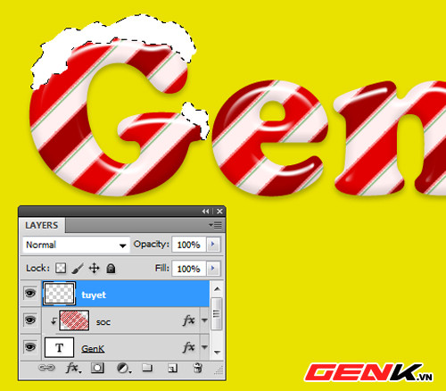 Photoshop: Tạo hiệu ứng chữ kẹo que tuyết phủ cho ngày Noel ảnh 16 Photoshop: Tạo hiệu ứng chữ kẹo que tuyết phủ cho ngày Noel ảnh 16