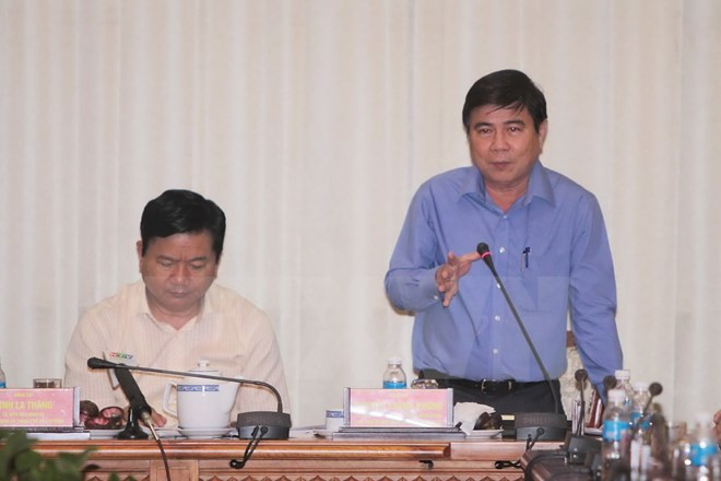 Ông Nguyễn Thành Phong, Chủ tịch UBND Thành phố Hồ Chí Minh phát biểu. (Ảnh: Thanh Vũ/TTXVN). Ông Nguyễn Thành Phong, Chủ tịch UBND Thành phố Hồ Chí Minh phát biểu. (Ảnh: Thanh Vũ/TTXVN).