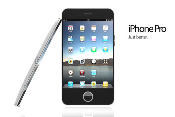 1. iPhone Pro - Ý tưởng iPhone Pro của công ty thiết kế ADR Studio (Ý) có bộ nối (connector) MagSafe để sạc dễ dàng, màn hình lớn hơn, và nút nguồn ở phía trên của mặt sau.