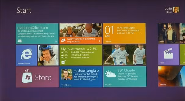 Màn hình Start của Microsoft Windows 8.