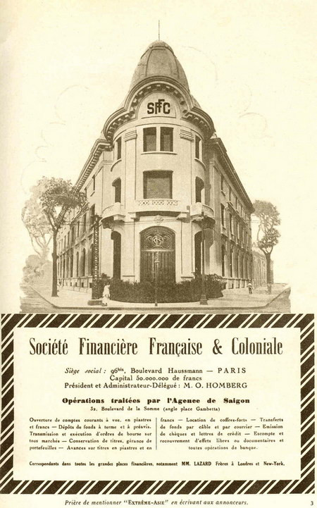 Còn đây là quảng cáo của Tổng công ty tài chính thuộc địa Pháp. Còn đây là quảng cáo của Tổng công ty tài chính thuộc địa Pháp.