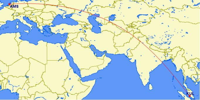Đường Vòng cung lớn từ Malaysia đến Hà Lan Đường Vòng cung lớn từ Malaysia đến Hà Lan