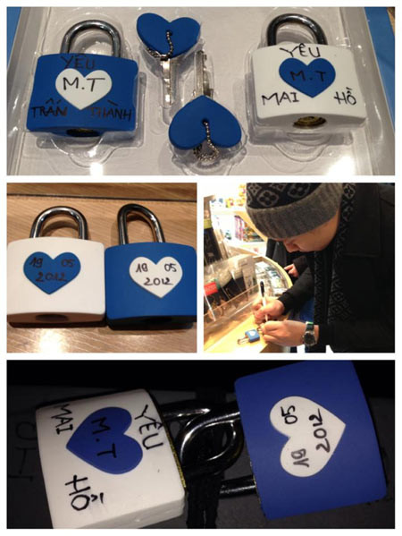Những chiếc khóa tình yêu của Trấn Thành - Mai Hồ trên tháp NamSan Những chiếc khóa tình yêu của Trấn Thành - Mai Hồ trên tháp NamSan