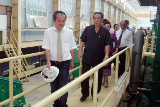 Bầu Đức trong lễ khánh thành Cụm công nghiệp mía đường Hoàng Anh - Attapeu hôm 25/2.