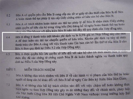 Hợp đồng mua nhà của ông A.