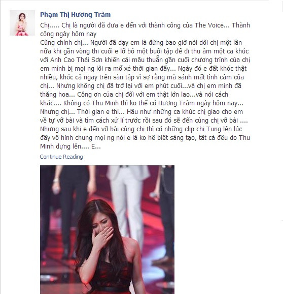 Hương Tràm viết tâm thư giải thích sau khi Thu Minh nói cô ít liên lạc Hương Tràm viết tâm thư giải thích sau khi Thu Minh nói cô ít liên lạc