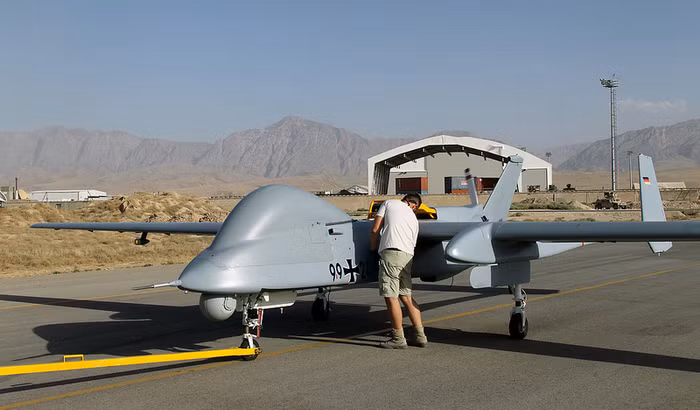 Máy bay không người lái Heron của Lực lượng Hỗ trợ An ninh Quốc tế tại Afghanistan.