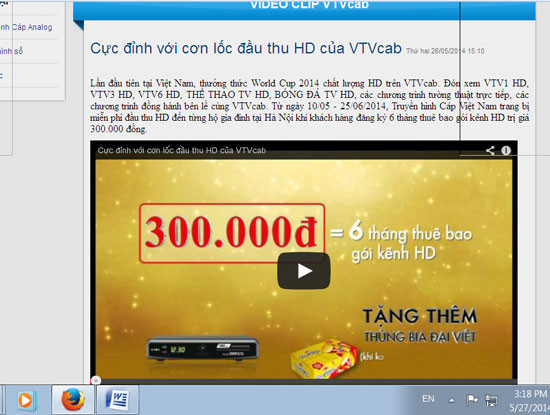 Cách quảng cáo gói kênh HD của VTVcab dễ làm khách hàng mừng hụt. Ảnh: VTVcan Cách quảng cáo gói kênh HD của VTVcab dễ làm khách hàng mừng hụt. Ảnh: VTVcan