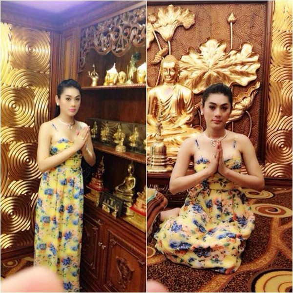 Lâm Chi Khanh mặc thoáng ngay cả khi đi lễ chùa Lâm Chi Khanh mặc thoáng ngay cả khi đi lễ chùa