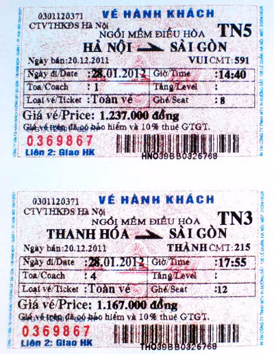 Những vé tàu giả bị cơ quan chức năng tịch thu
