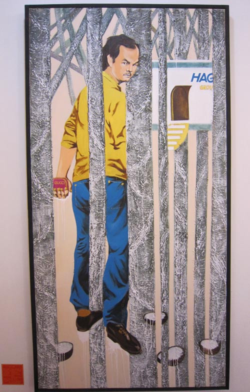 Chân dung của bầu Đức qua tác phẩm "Tranh để làm gì" – do họa sĩ Đỗ Hiệp sáng tác. Trị giá: Một tháng lương của cầu thủ Kiatisak. Chân dung của bầu Đức qua tác phẩm "Tranh để làm gì" – do họa sĩ Đỗ Hiệp sáng tác. Trị giá: Một tháng lương của cầu thủ Kiatisak.