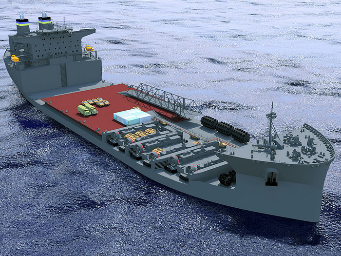 Siêu tàu vận tải đổ bộ Montfort có tải trong tối đa 90.000 tấn Siêu tàu vận tải đổ bộ Montfort có tải trong tối đa 90.000 tấn