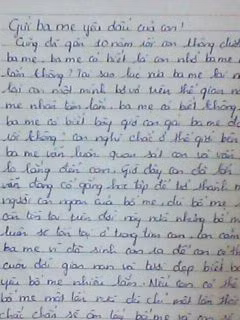 Một bức thư của Xinh gửi đến bố mẹ