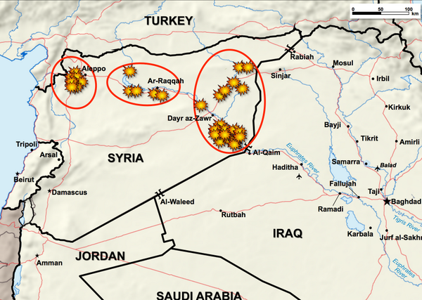 Các mục tiêu vừa bị không kích ở Syria Các mục tiêu vừa bị không kích ở Syria