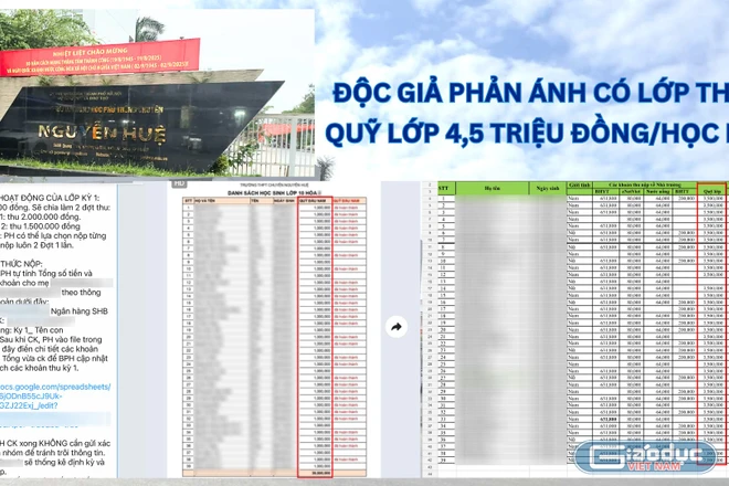 THPT chuyên Nguyễn Huệ: Độc giả phản ánh một lớp thu quỹ 4,5 triệu đồng/kỳ/HS, nhà trường nói gì?