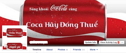 Nhiều người tiêu dùng đã kêu gọi Coca Cola thực hiện trách nhiệm của mình bằng cách thay đổi giao diện trên trang facebook cá nhân. Ảnh chụp màn hình... Nhiều người tiêu dùng đã kêu gọi Coca Cola thực hiện trách nhiệm của mình bằng cách thay đổi giao diện trên trang facebook cá nhân. Ảnh chụp màn hình...
