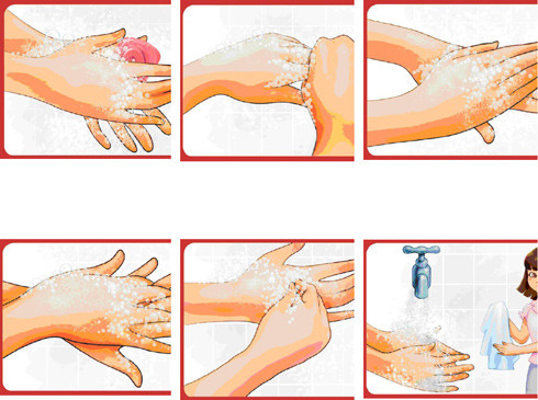 6 bước rửa tay đúng cách. 6 bước rửa tay đúng cách.