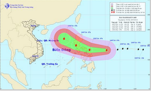 Chùm ảnh đường đi và vị trí cơn bão.