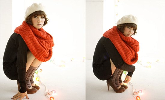 Với kiểu khăn mũ này rất thích hợp với xì-tai tinh nghịch của những cô nàng ưa phong cách sporty, phủi bụi đấy.