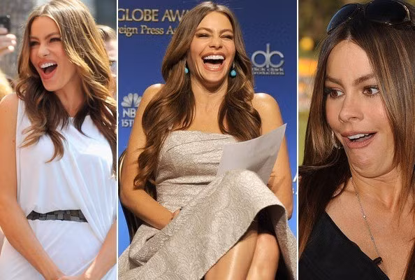 Ngưỡi mẫu bikini nóng bỏng Sofia Vergara cười ngoác miệng nhưng cũng rất duyên dáng nhé.