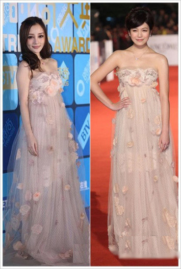 Lý Tiểu Lộ và Trần Hi Nghiên trong chiếc váy của Valentino rất mơ mộng. Nhưng có vẻ chiếc váy quá rườm rà và được ví như rèm cửa sổ, chưa xứng đáng với danh tiếng của hai người đẹp. Lý Tiểu Lộ và Trần Hi Nghiên trong chiếc váy của Valentino rất mơ mộng. Nhưng có vẻ chiếc váy quá rườm rà và được ví như rèm cửa sổ, chưa xứng đáng với danh tiếng của hai người đẹp.