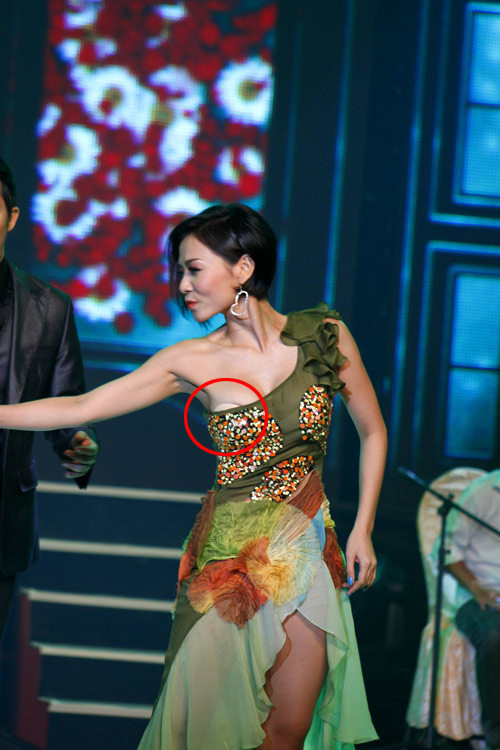 Ca sĩ Thu Minh hăng say biểu diễn, để rồi miếng lót ngực "nhấp nhô" sau làn áo lệch vai. Nếu như thiết kế lệch vai ôm khít được vòng 1 thì sự cố đã không thể xảy ra. Ca sĩ Thu Minh hăng say biểu diễn, để rồi miếng lót ngực "nhấp nhô" sau làn áo lệch vai. Nếu như thiết kế lệch vai ôm khít được vòng 1 thì sự cố đã không thể xảy ra.