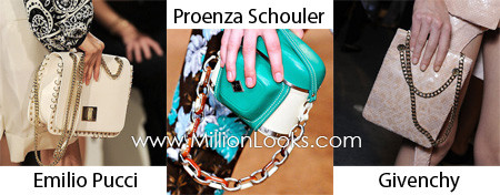 10. Túi quai xích sắt - Chain handles Kiểu này vẫn còn rất cuốn hút và thịnh hành vào mùa mốt 2012 với nhiều cải tiến rõ rệt về màu sắc, chất liệu và hình dáng.