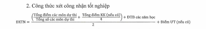 Công thức xét công nhận tốt nghiệp trung học phổ thông từ năm 2025. (Ảnh chụp màn hình) Screenshot 2024-12-30 055123.png