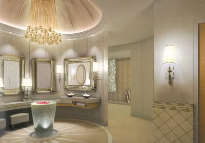 Thiết kế của ngôi nhà dựa trên hoa sen và mặt trời, và được trang trí với các loại gỗ quý, đá cẩm thạch, pha lê, và được chạm khắc bởi các thợ thủ công Ấn Độ.