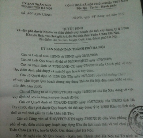 Quyết định 720/QĐ-UBND của UBND Thành phố Hà Nội