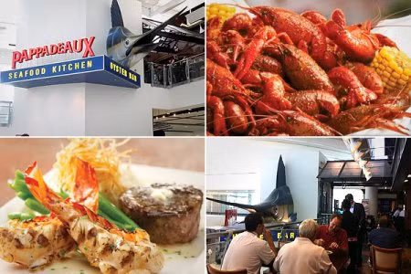 Nhà hàng Pappadeux Seafood Kitchen, địa điểm: Sân bay George Bush Intercontinental, Houston. Thực đơn đặc trưng: Bánh cua, hàu chế biến đa phong cách. Giá trung bình: 35 USD một suất. Theo CNBC, đây là một trong số những nhà hàng ngon nhất vùng Houston. Nhiều doanh nhân cũng chọn địa điểm này dùng bữa và chiêu đãi đối tác trong khi chờ quá cảnh.